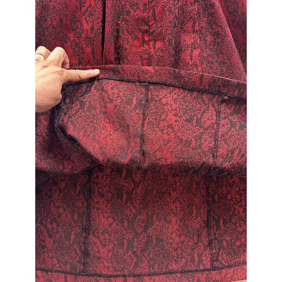 ALEX EVENINGS Red Black Metallic Brocade Fit &‎ Flare Glam Cocktail Dress Sz 10 - Picture 6 of 7